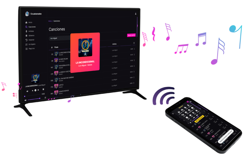 Control remoto del karaoke: buscar canciones desde el celular mientras suena en el televisor